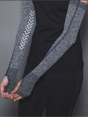 lululemon athletica Heathered Black Arm Warmers with Thumbholes
